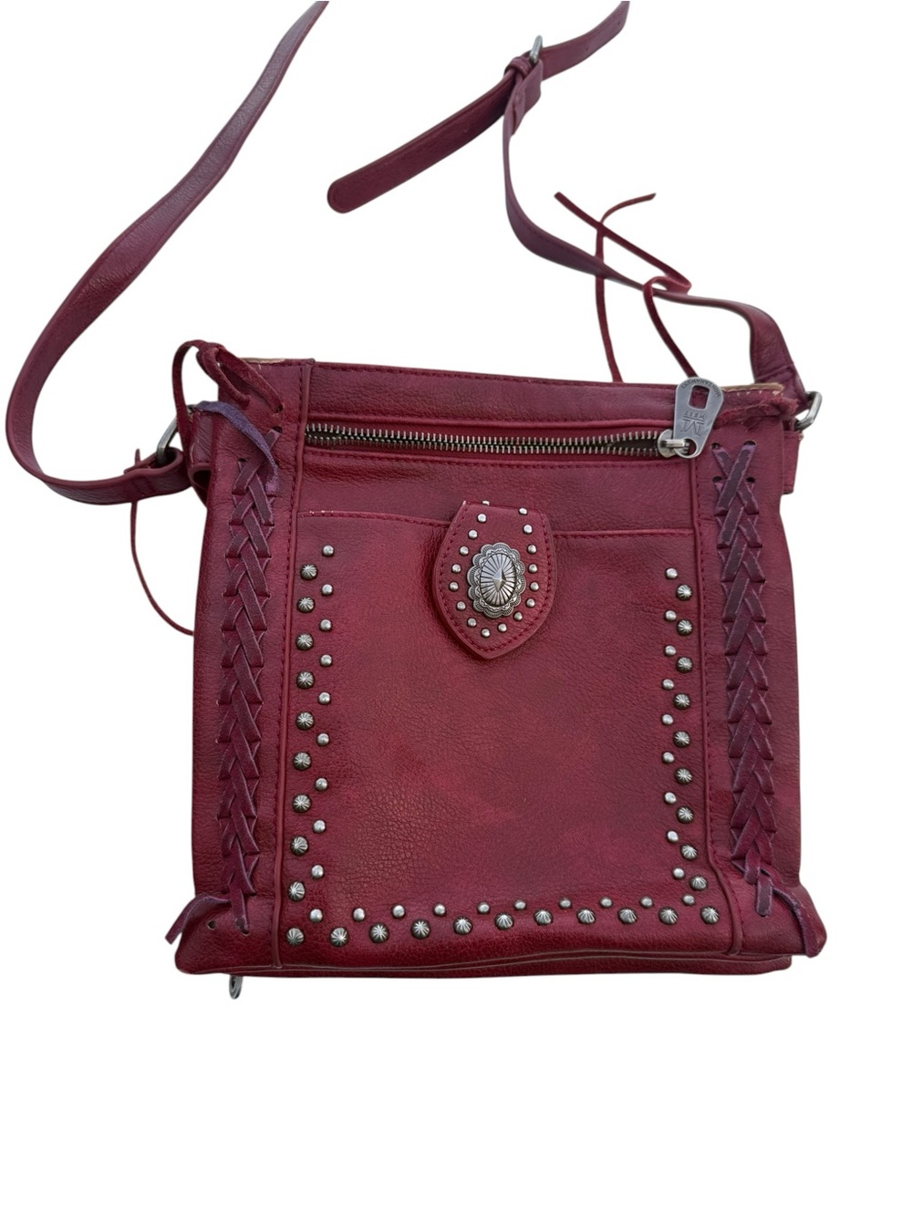 Montana West Burgundy Studded Crossbody Bag (REHAB BAG)